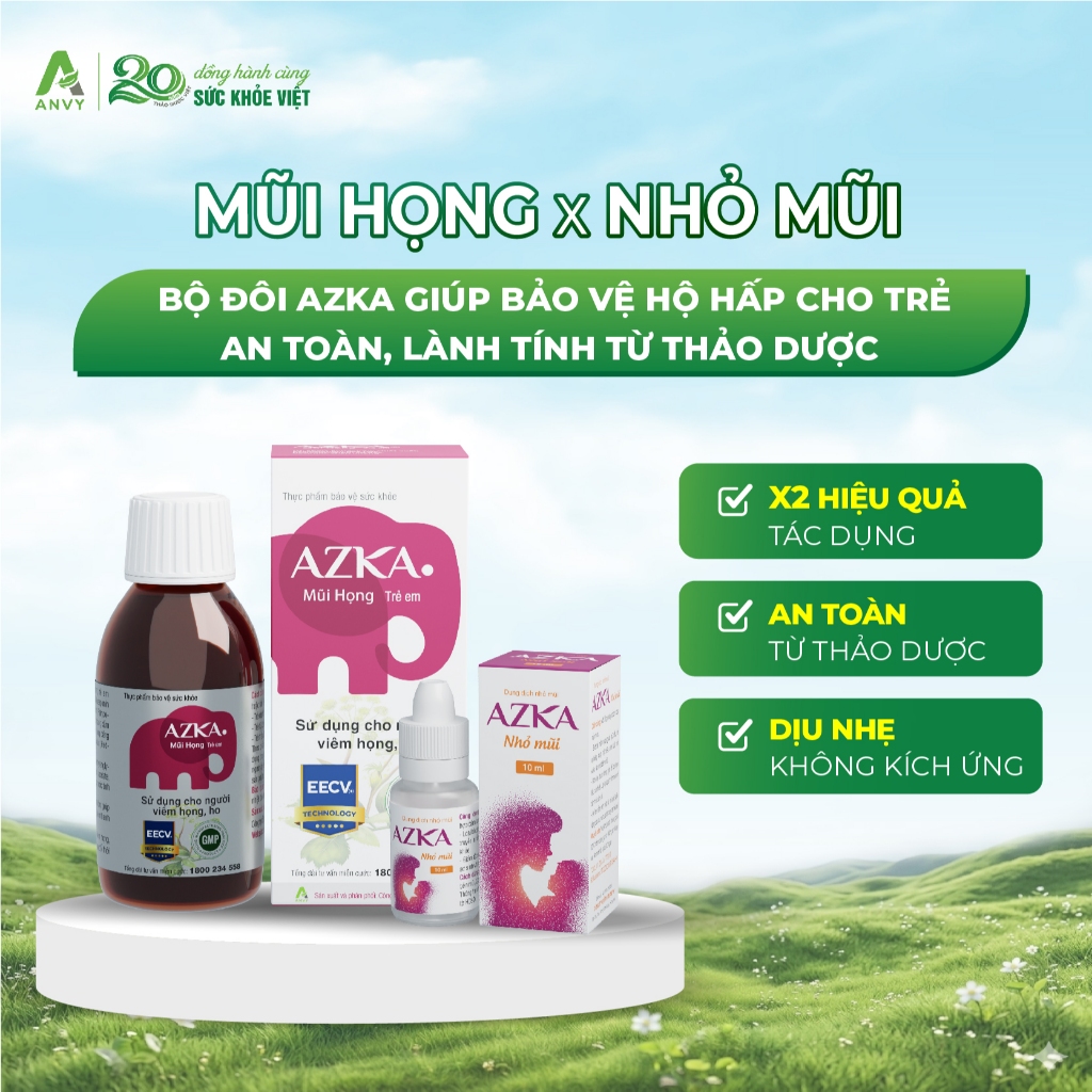 [MŨI HỌNG X NHỎ MŨI] Bộ Đôi AZKA Giúp Bảo Vệ Hô Hấp Cho Trẻ -  Hiệu quả, An Toàn Từ Thảo Dược