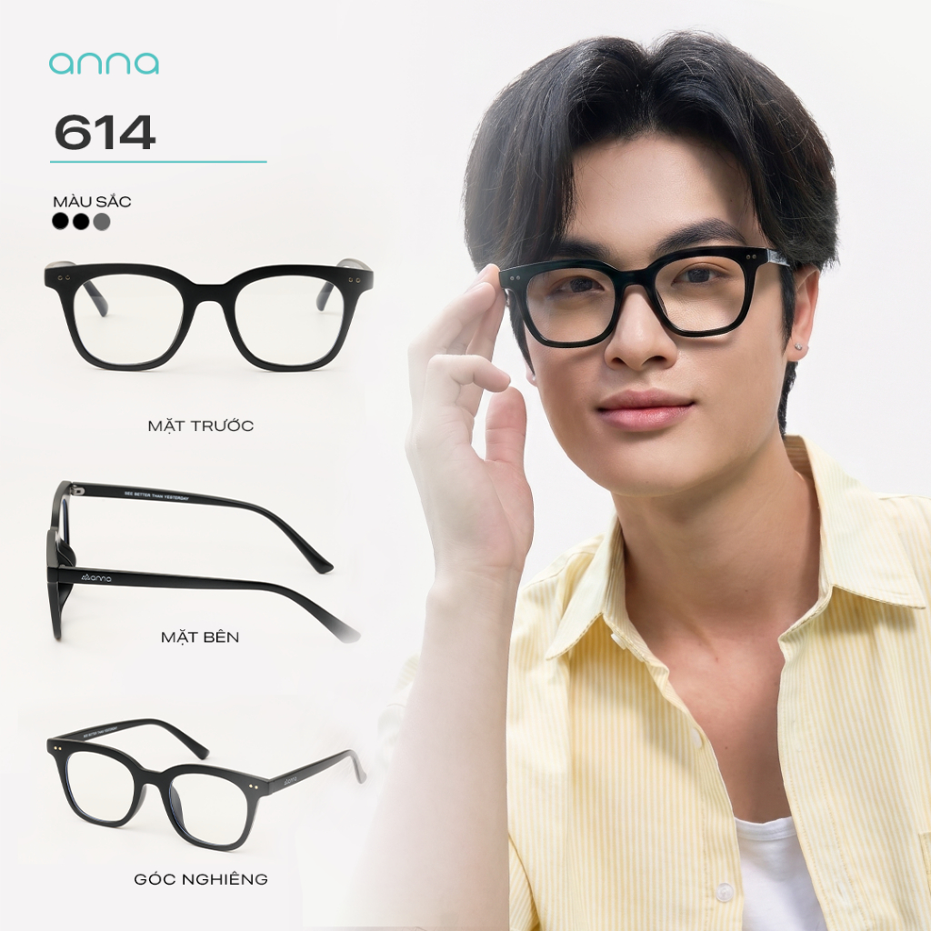 [BEST SELLER] Gọng kính cận thời trang nam nữ ANNA dáng vuông unisex cá tính 614