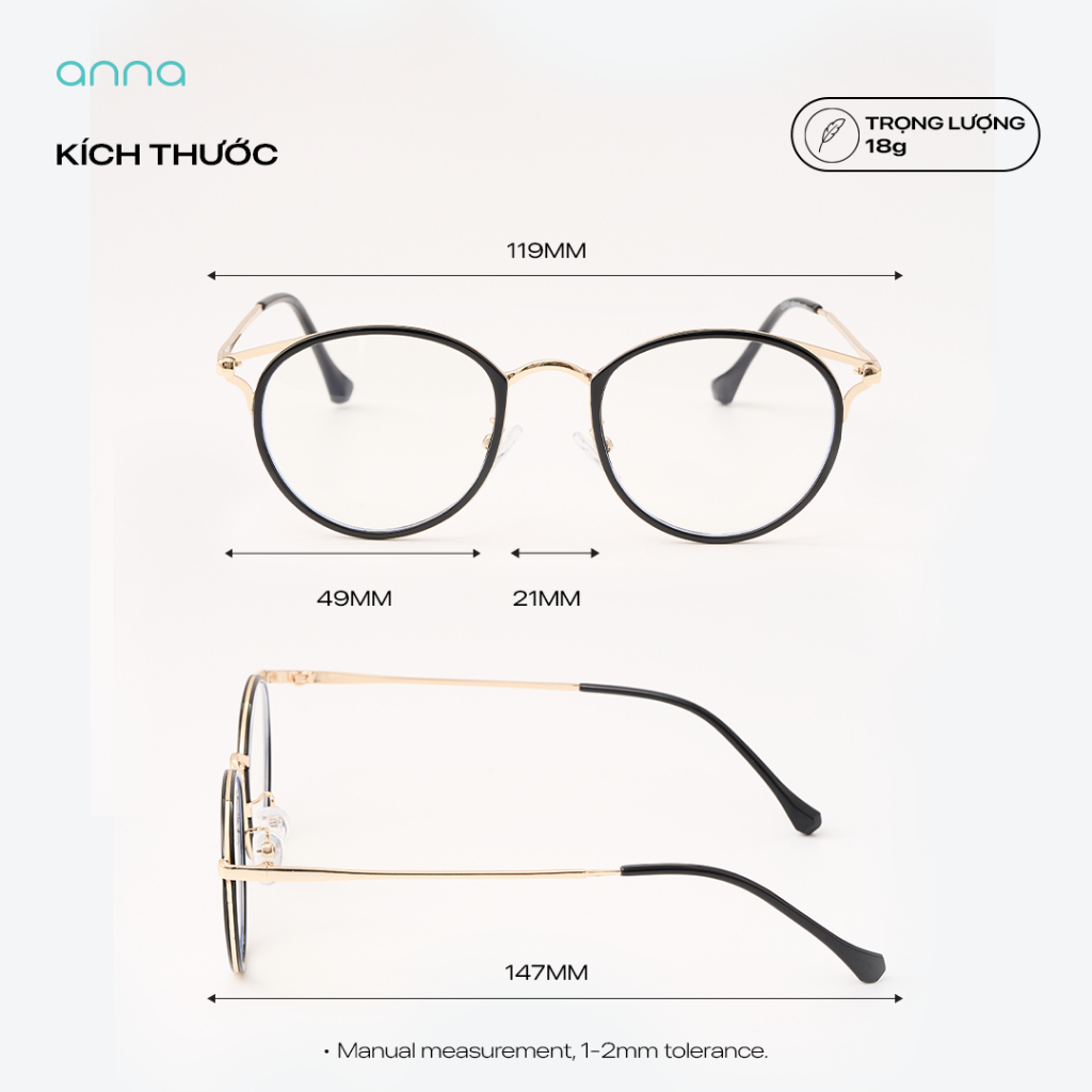 Gọng kính cận thời trang nam nữ ANNA kim loại dáng oval cánh tiên unisex cá tính OL 22007 | BigBuy360 - bigbuy360.vn