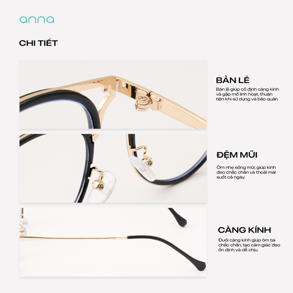 Gọng kính cận thời trang nam nữ ANNA kim loại dáng oval cánh tiên unisex cá tính OL 22007 | BigBuy360 - bigbuy360.vn