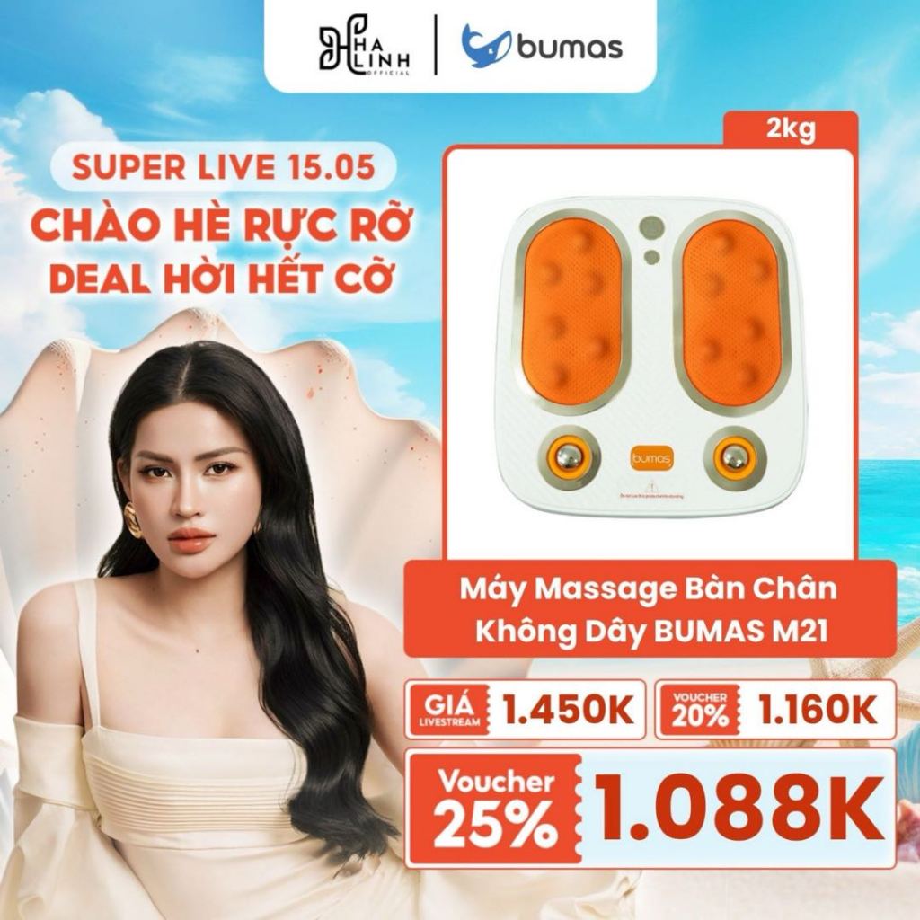 [Võ Hà Linh x BUMAS] Máy Massage Bàn Chân Không Dây BUMAS M21 - Chườm Ấm Ánh Sáng Đỏ 40 Độ, 12 Đầu B