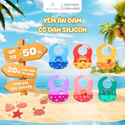 Yếm Silicon Ăn Dặm Cổ Dán Marcus & Marcus, Cho Bé Từ 6 Tháng