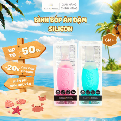 Bình Bóp Ăn Dặm Silicon Có Thìa Marcus & Marcus 90ml, Cho Bé Từ 6 Tháng