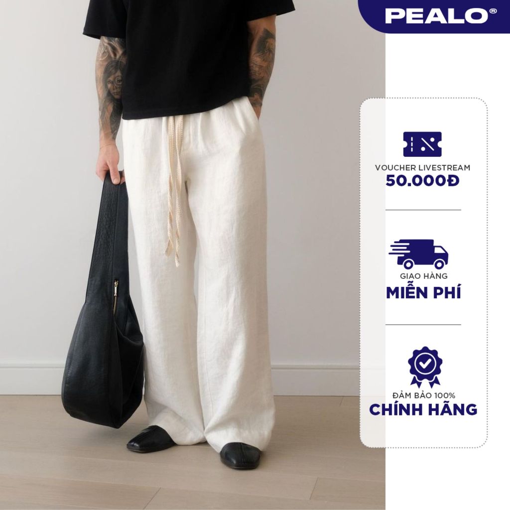 Quần suông ống rộng nam nữ PEALO chất liệu linen thời trang cao cấp SPT2