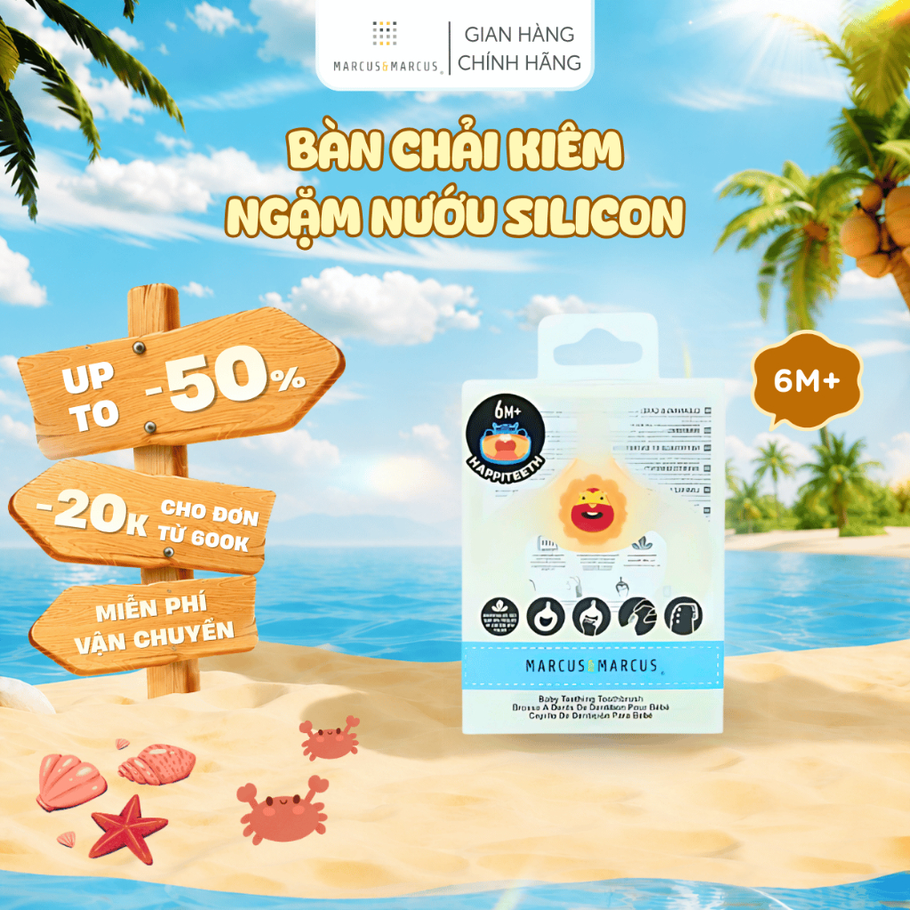Bàn Chải Đánh Răng Kiêm Gặm Nướu Silicon Cho Bé Từ 6 Tháng Marcus & Marcus – Marcus