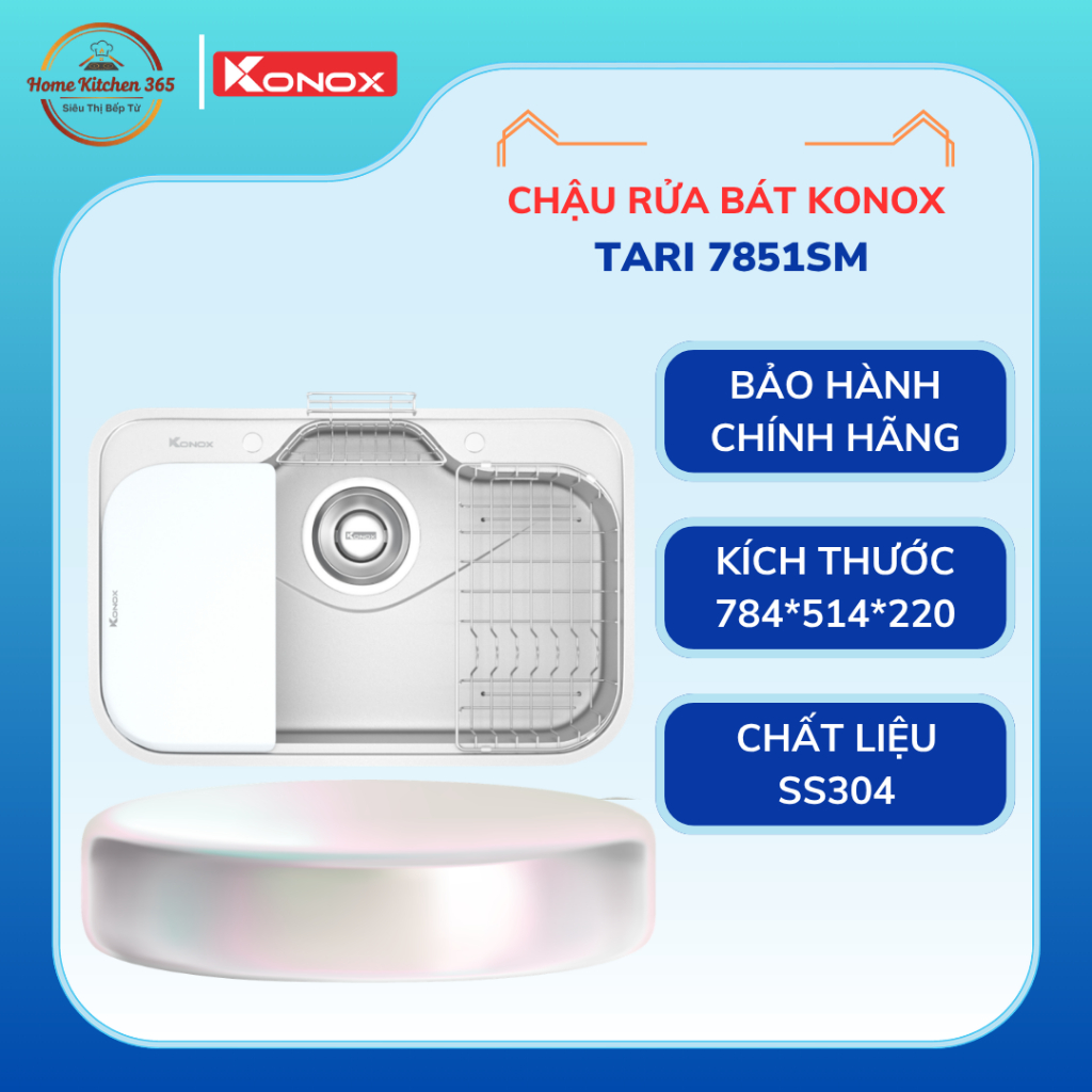 Chậu Rửa Bát Konox Tari 7851SM - Chống Xước, Chống Ồn Cao Cấp
