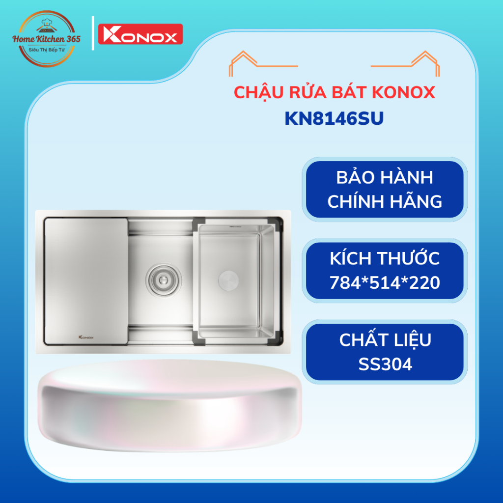 Chậu Rửa Chén Konox Dekor KN8146SU – Chậu Rửa Dekor Inox 304 Âm Bàn Undermount Sang Trọng