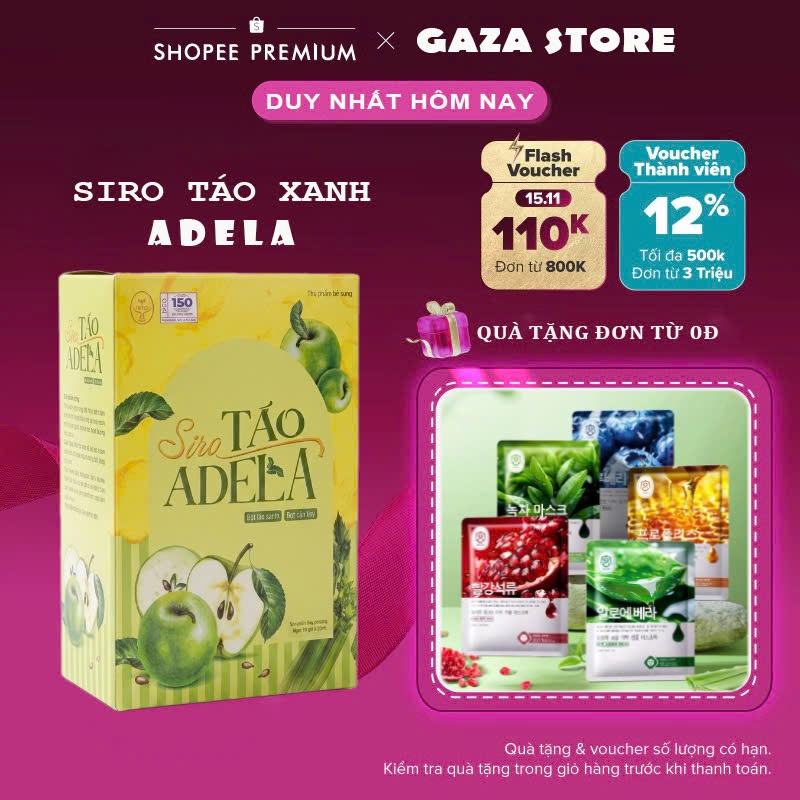 Trà táo xanh Giảm Cân ADELA KELLY DETOX Mẫu Mới Trà giảm cân đẹp da Hộp 12 Gói