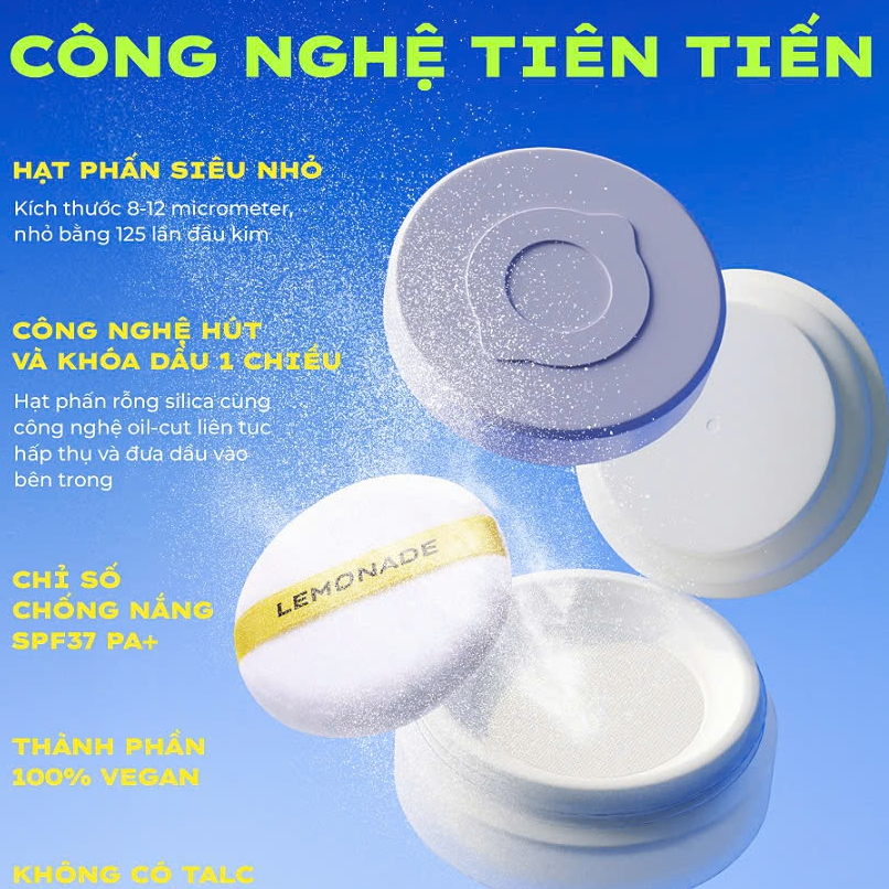 Phấn phủ bột kiềm dầu LEMONADE dạng trong suốt, hạt phấn siêu mịn | BLINK BEAUTY