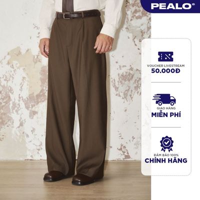 Quần âu nam wool cạp thường PEALO ss25 chất liệu cao cấp form xuông loosefit -TEMPO TROUSERS SPT2