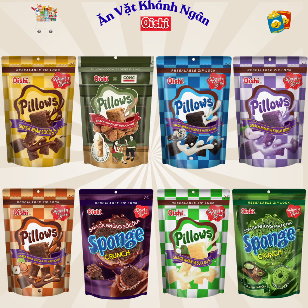 Combo Snack nhân kem OISHI Pollows đủ vị - HÀNG CHÍNH HÃNG