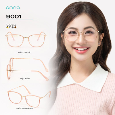 Kính mắt thời trang nữ ANNA dáng vuông chất liệu kim loại unisex cá tính hiện đại OL 9001