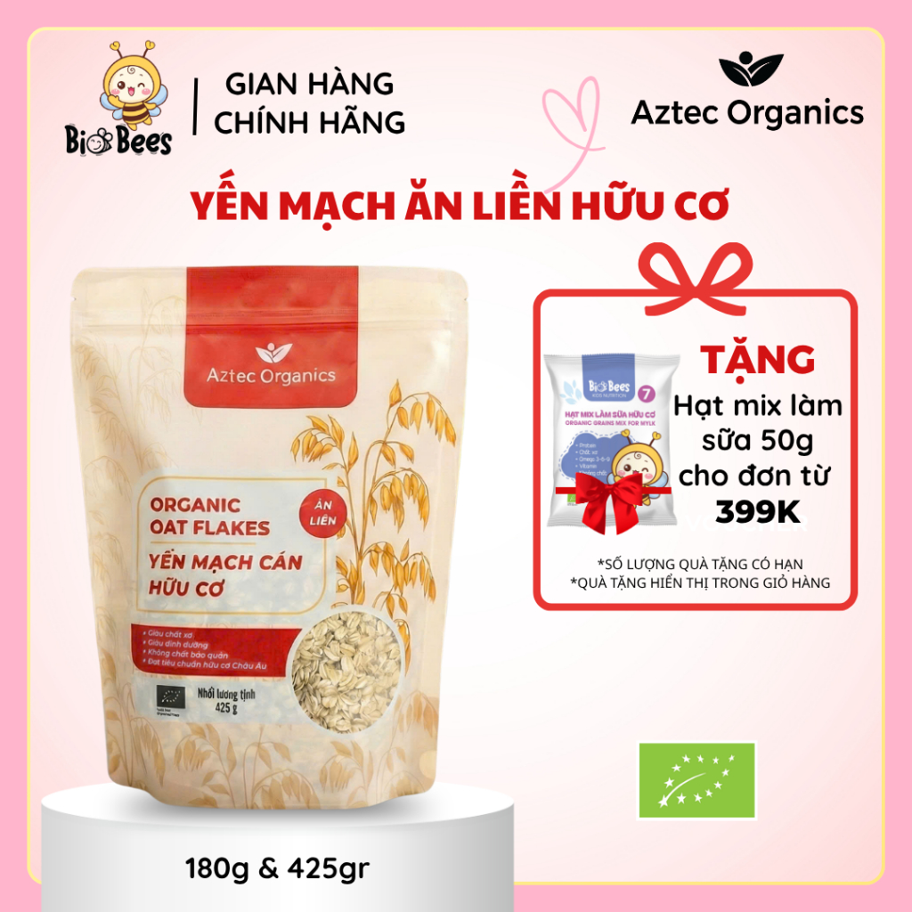 Yến Mạch Ăn Liền Hữu Cơ Aztec Organic 425g Cho Bé Ăn Dặm Ngũ Cốc Organic Healthy Eatclean