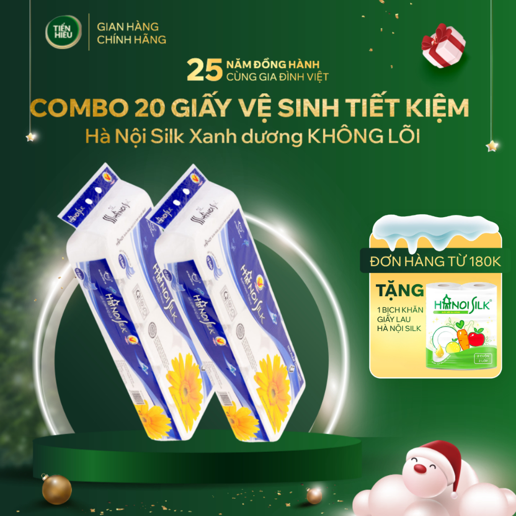 COMBO Giấy Vệ Sinh Hanoi Silk 3 Lớp Xanh Dương Không Lõi Và Đỏ Có Lõi Siêu Tiết Kiệm