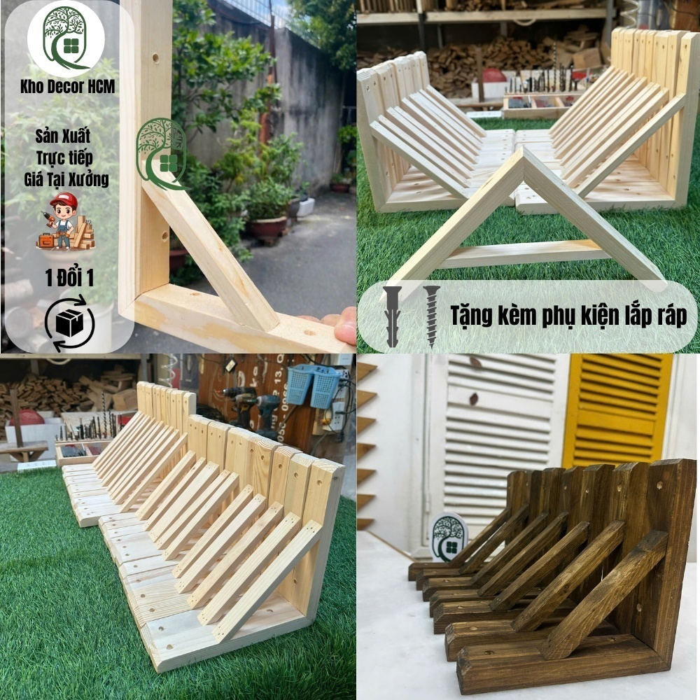 Eke gỗ treo tường, eke gỗ, giá đỡ chữ L treo tường (Giá 1 Cái)