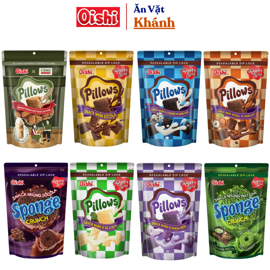Combo Snack nhân kem OISHI Pollows đủ vị - HÀNG CHÍNH HÃNG