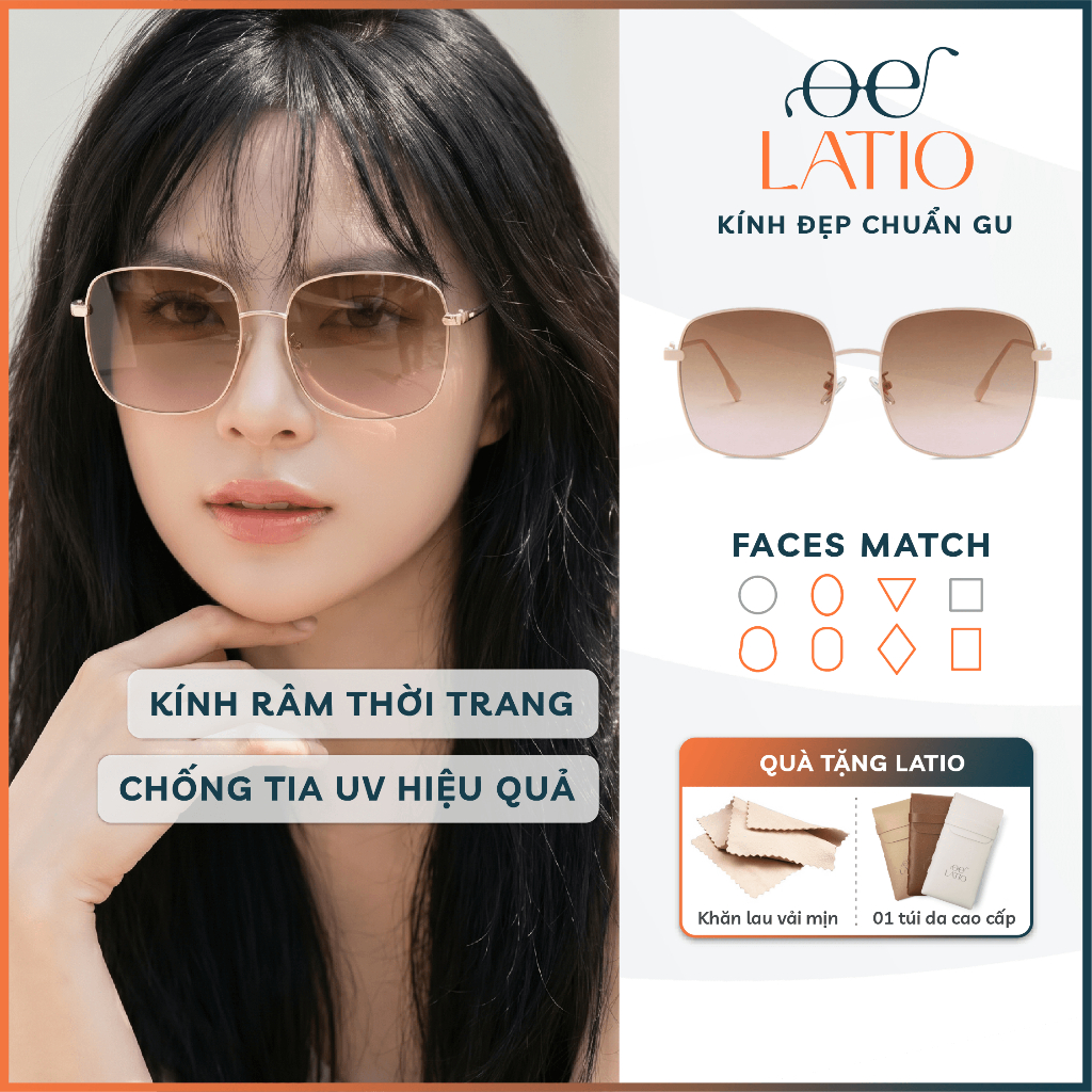 Kính râm nữ kính mát nữ LATIO cao cấp 2026 gọng kim loại kết hợp với tone màu trẻ trung cá tính - KM