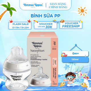 Bình sữa ty siêu mềm tự nhiên tommee tippee natural start 150ml, núm ty của bình 0-3 tháng