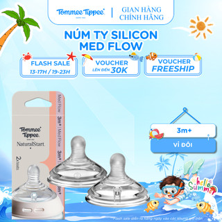 Núm Ty Silicon Siêu Mềm Tự Nhiên Cho Bé Tommee Tippee Natural Start Medium Flow 3-6 tháng