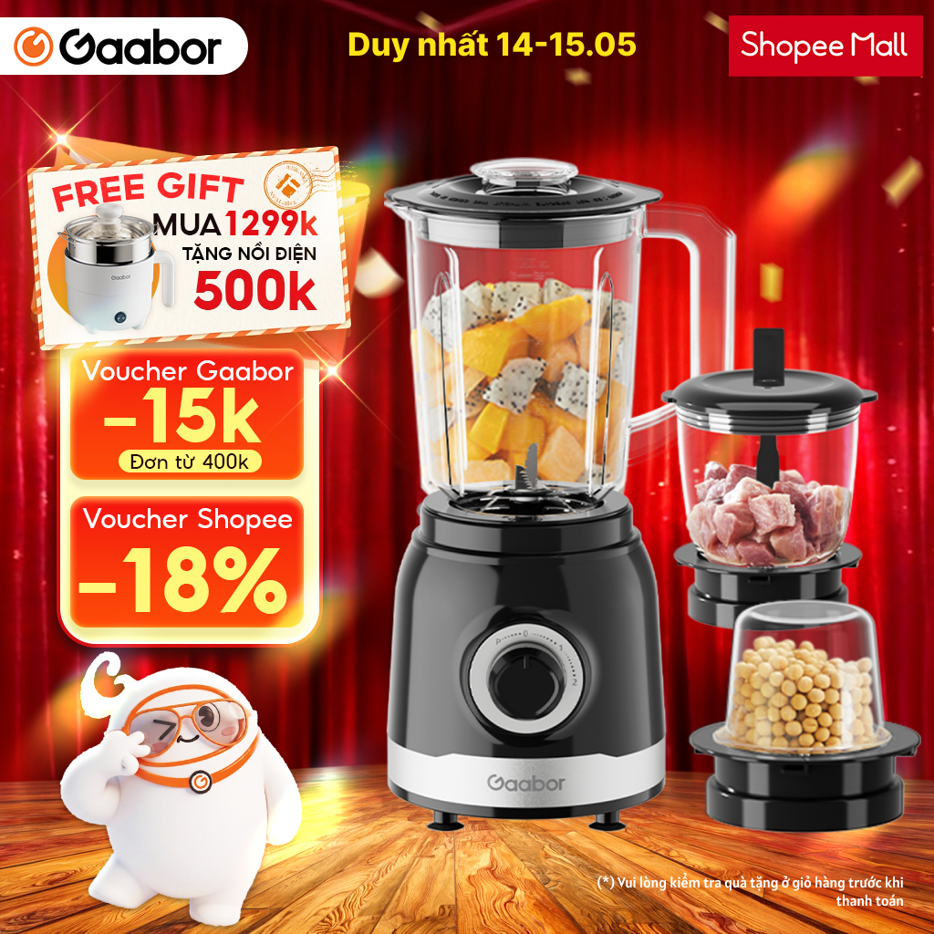 [Độc quyền Shopee] Máy xay sinh tố Gaabor JM-16M02A màu đen đa năng 3in1 dung tích lớn 500W