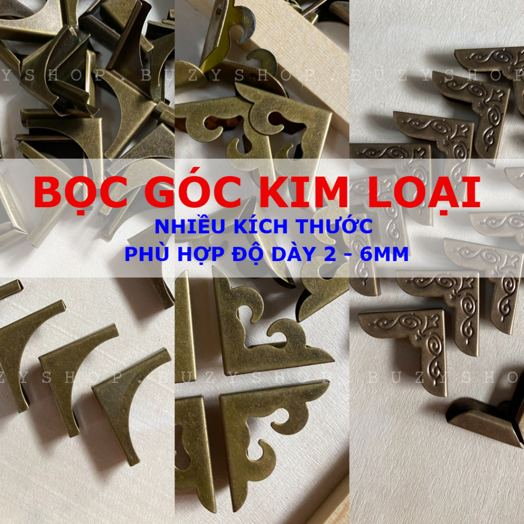 [NHIỀU KIỂU] [4/8 CÁI] Bọc góc MÀU GIẢ CỔ cho bìa scrapbook, album, sổ handmade