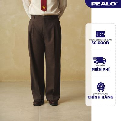Quần tây nam PEALO form wide fit cạp cao có xếp li chất liệu dạ cao cấp SPT2