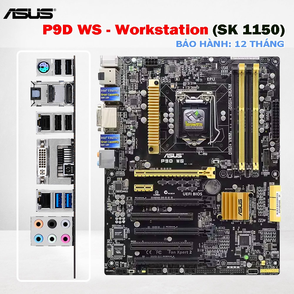 Main ASUS P9D WS Workstation | Socket 1150 | Hỗ Trợ i3/i5/i7 Gen 4 Xeon E3 Gen 4| 4 KHE DDR3 | ATX. 