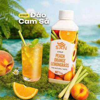 SYRUP SAN ĐÀO CAM SẢ Chai 1Kg (Trái Cây Tự Nhiên - Hương Thơm, Màu Sắc Nổi Bật)