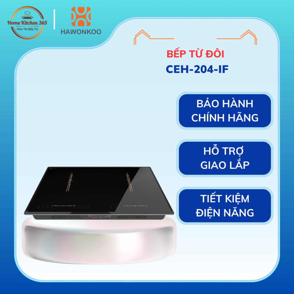 Bếp đôi 1 từ 1 hồng ngoại Hawonkoo CEH-204-IF - Tiện Lợi tặng Bộ nồi inox Junger JC_100 13 món