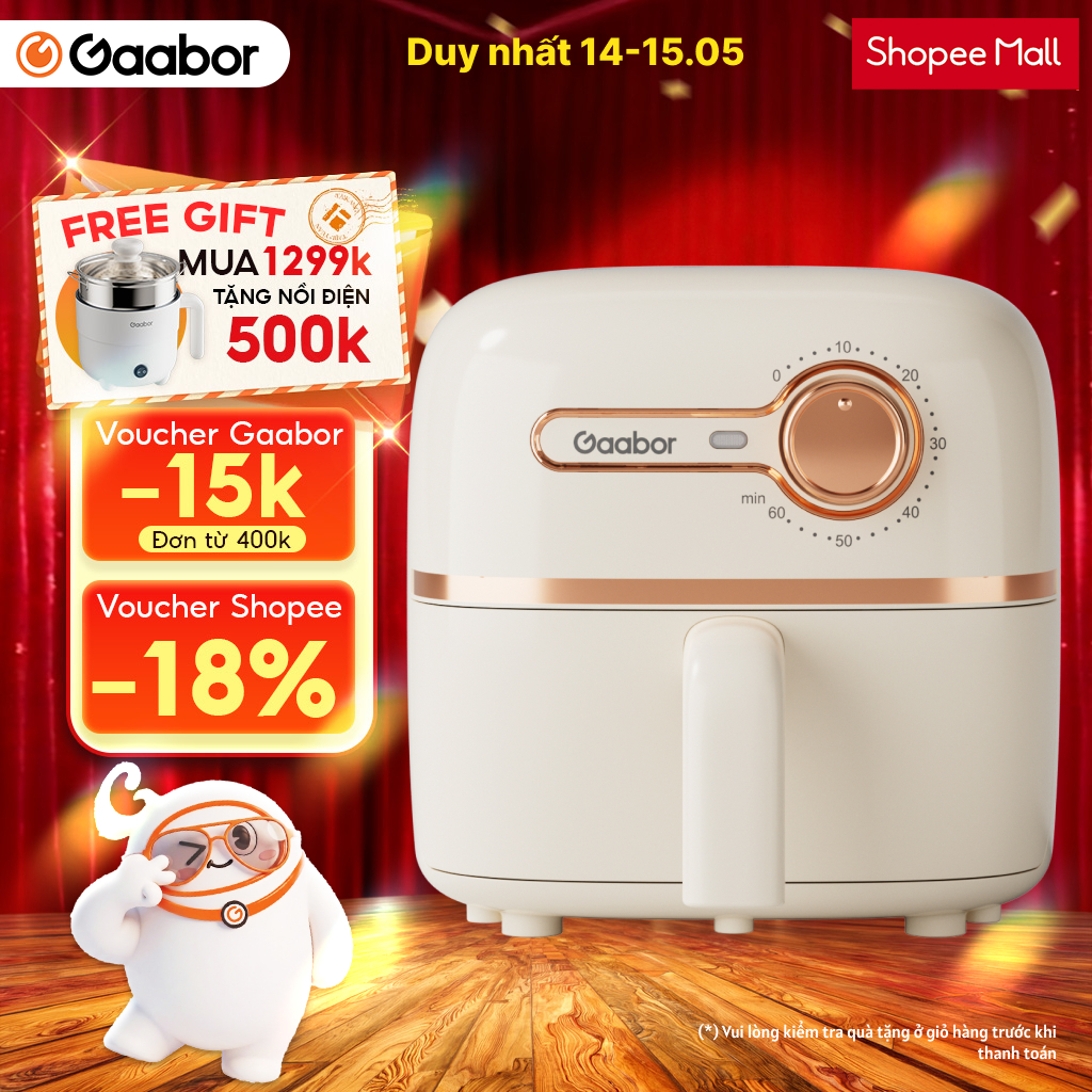 Nồi chiên không dầu nhỏ Gaabor AF20M-YE01S dung tích 2L dùng cho gia đình 2 người tiết kiệm điện