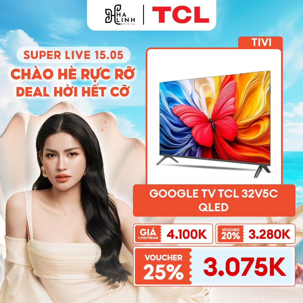 【VHL x TCL】32inch  QLED, Smart Google TV TCL 32V5C, Tấm nền HVA,Tần số quét 60Hz, Dolby Atmos