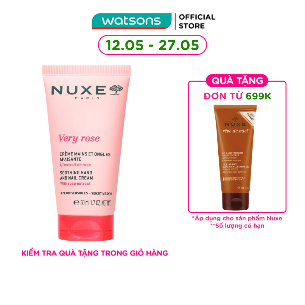 Kem Dưỡng Tay Và Móng Nuxe Very Rose Hand And Nail Cream 50ml