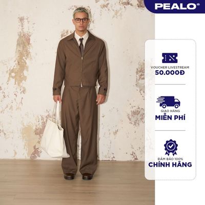 Set áo khoác quần âu pha wool cotton PEALO form áo crop quần dáng xuông ống rộng - Tempo Set