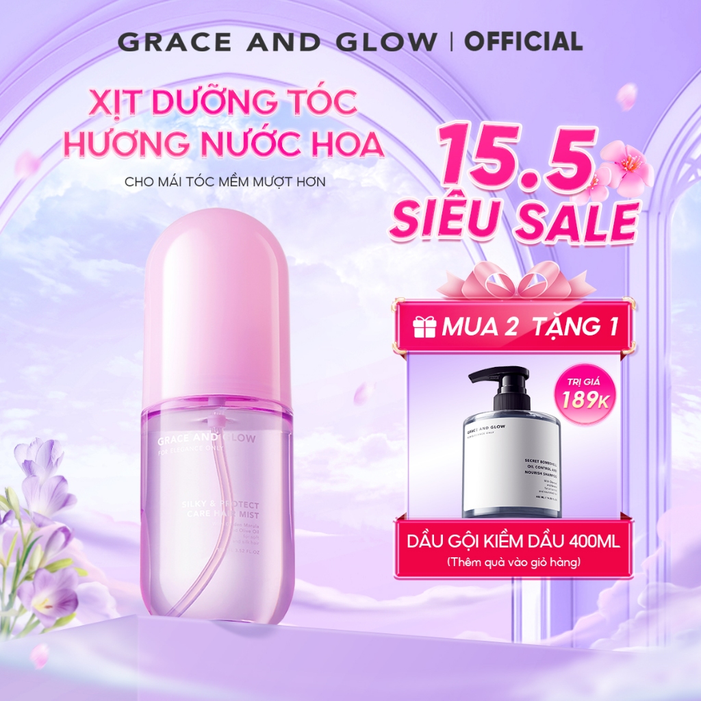 Xịt dưỡng tóc Grace and Glow Black Opium không cồn Hair Mist Spray with Golden Marula + Olive Oil 10