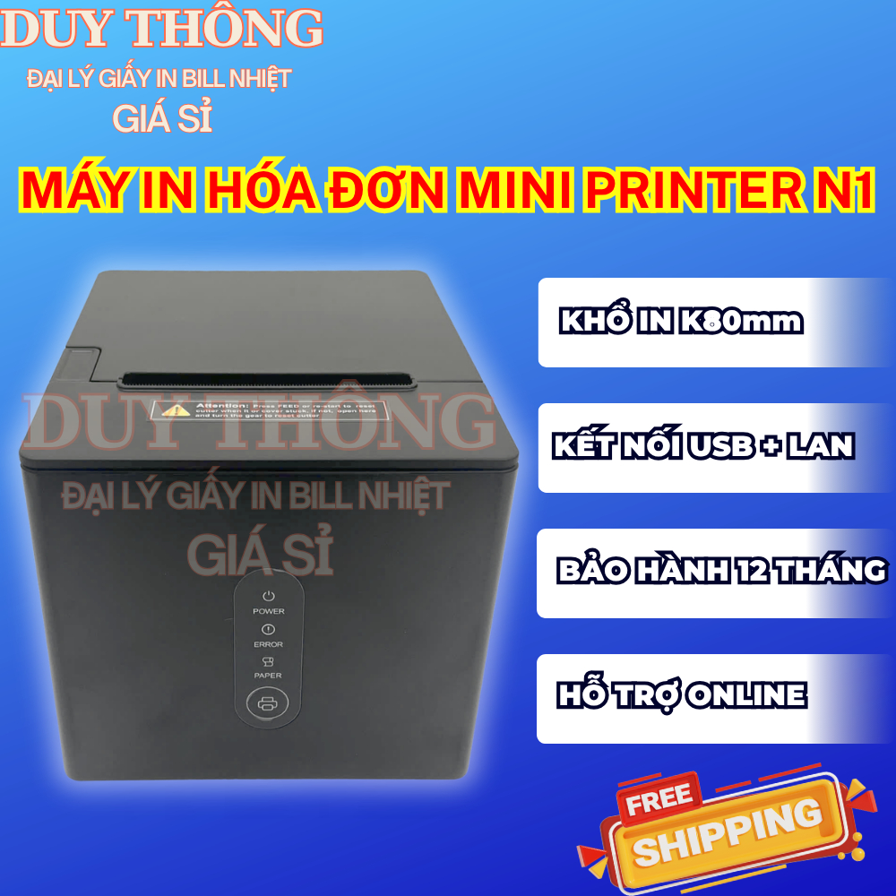[NEW] Máy in hóa đơn K80 MINI PRINTER N1 (USB+LAN) máy in bill chuyên dụng cho quán cafe, nhà hàng..