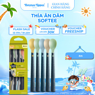 Thìa ăn dặm tommee tippee softee, cho bé từ 4 tháng - set 5 thìa, tách lẻ