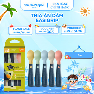 Thìa tập ăn tommee tippee easigrip, dành cho bé từ 6 tháng - set 5 thìa, tách lẻ