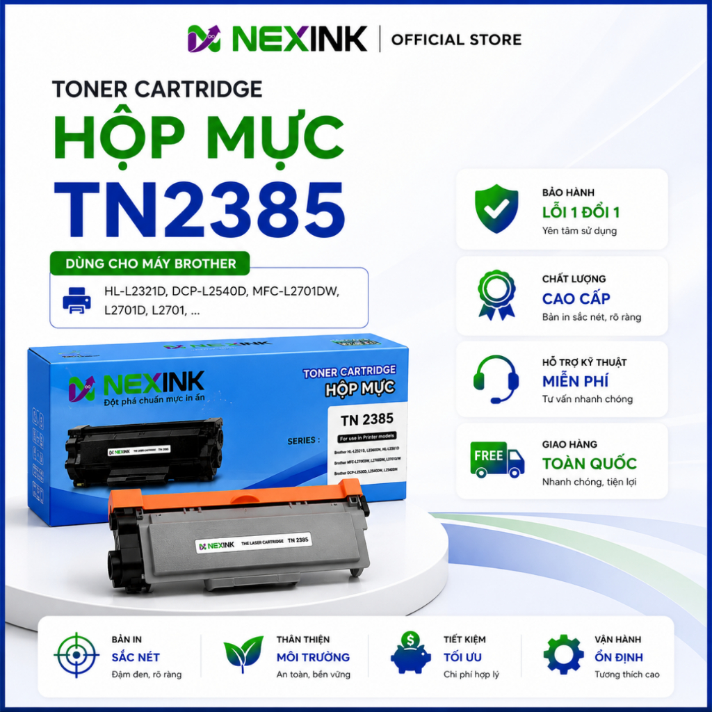 [TN 2385] Hộp Mực NEXINK Cho Máy In Brother HL-2321D HL-2361DN HL-2366DW...Bảo Hành Lỗi 1 Đổi 1