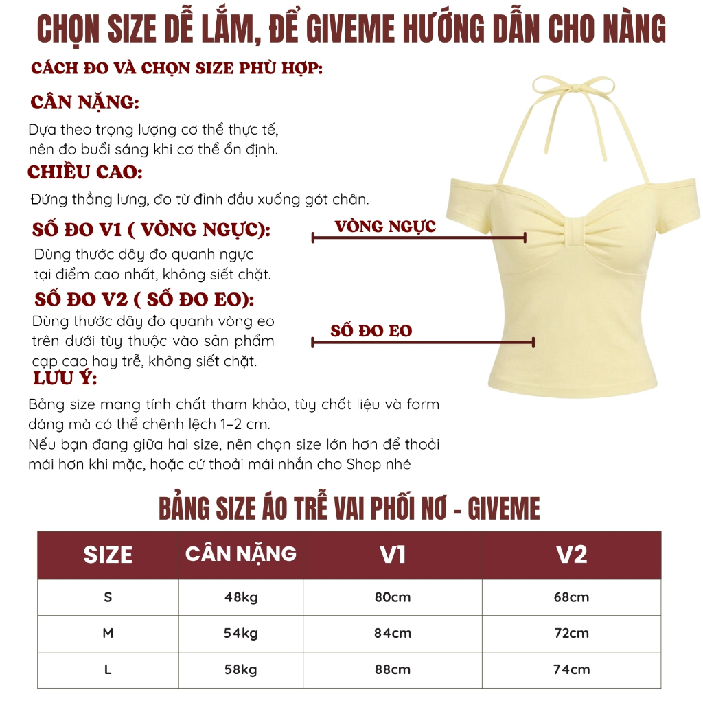 [DEAL ĐÓN HÈ] Áo Trễ Vai Kiểu Nữ Dây Buộc Cổ Yếm Phối Nơ Xoắn Ôm Body Nữ Tính Nhiều Màu Basic - Giveme.clothing_saigon | BigBuy360 - bigbuy360.vn