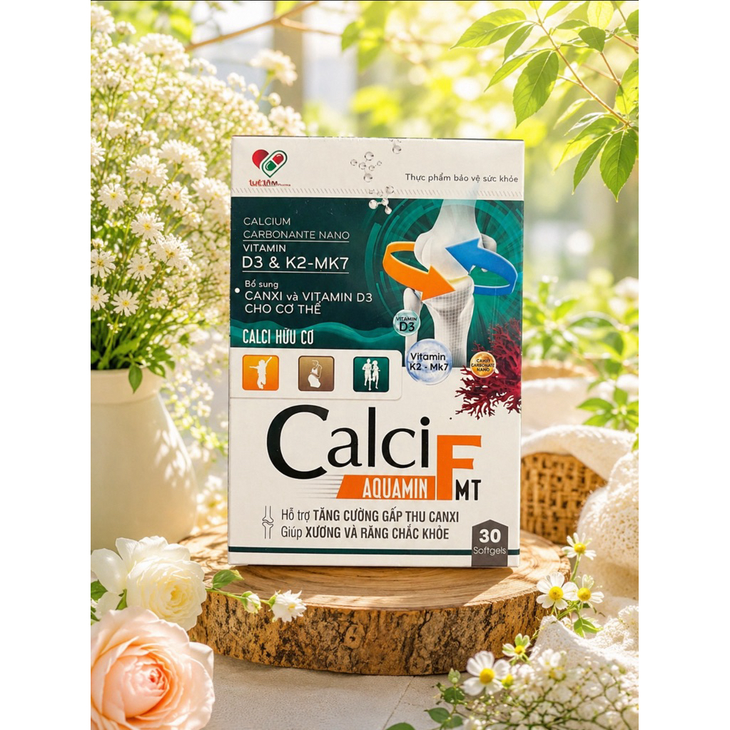 CALCI AQUAMiN F CALCI CARBONANTE NANO VITAMIN D3 & K2-MK7 Bổ sung CANXI và VITAMIN D3 CHO CƠ THẾ CAL