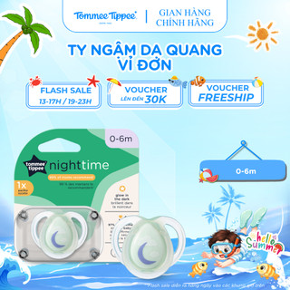 Ty ngậm dạ quang cho bé tommee tippee night time 0-6 tháng - trăng xanh