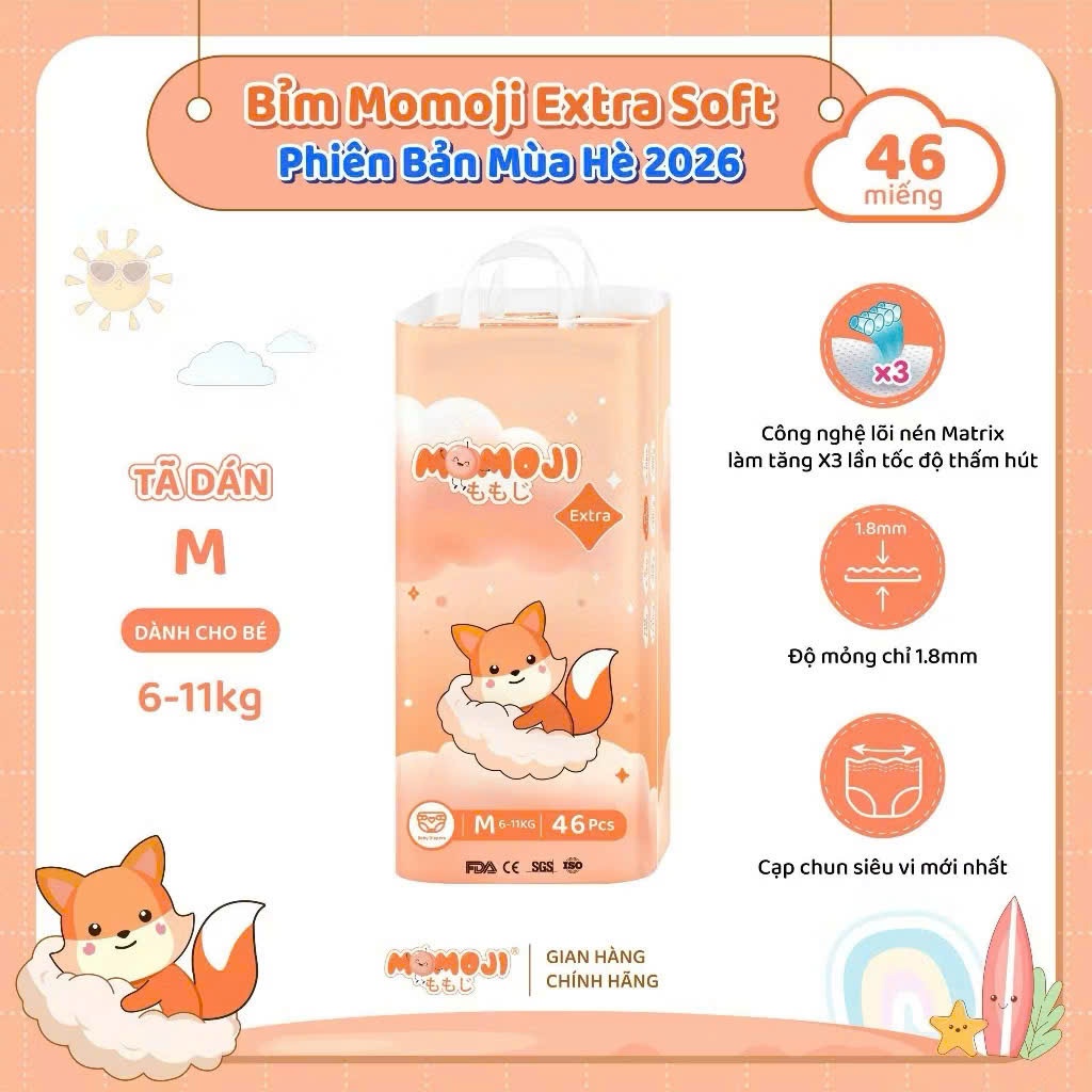 Bỉm Momoji extra Soft tã quần,dán đủ size (Xtra mới)