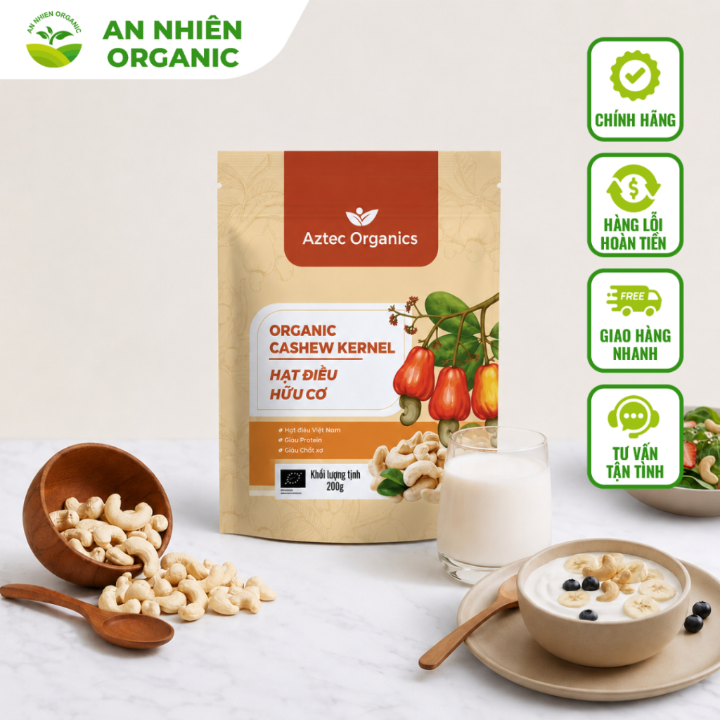 Hạt Điều Hữu Cơ Aztec Organic 200g Organic Snack Healthy Eat Clean Làm Sữa Hạt