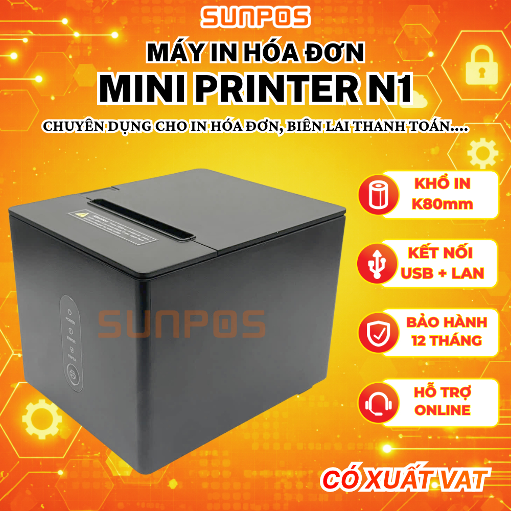 [NEW] Máy in hóa đơn K80 MINI PRINTER N1 (USB+LAN) máy in bill chuyên dụng cho quán cafe, nhà hàng..
