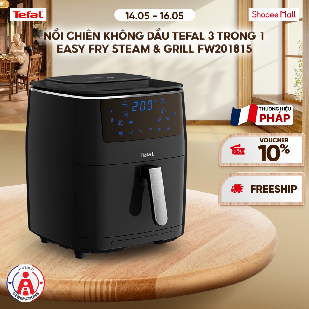Nồi chiên không dầu Tefal 3 trong 1 Easy fry Steam & Grill FW201815