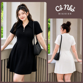 Đầm Polo Bigsize Nữ Tay ngắn Dáng Xòe Có Khóa Kéo Thanh Lịch Vải Thun Gân Co Giãn G98