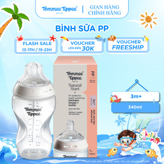 Bình sữa ty siêu mềm tự nhiên tommee tippee natural start pp 340ml, núm ty của bình 3-6 tháng
