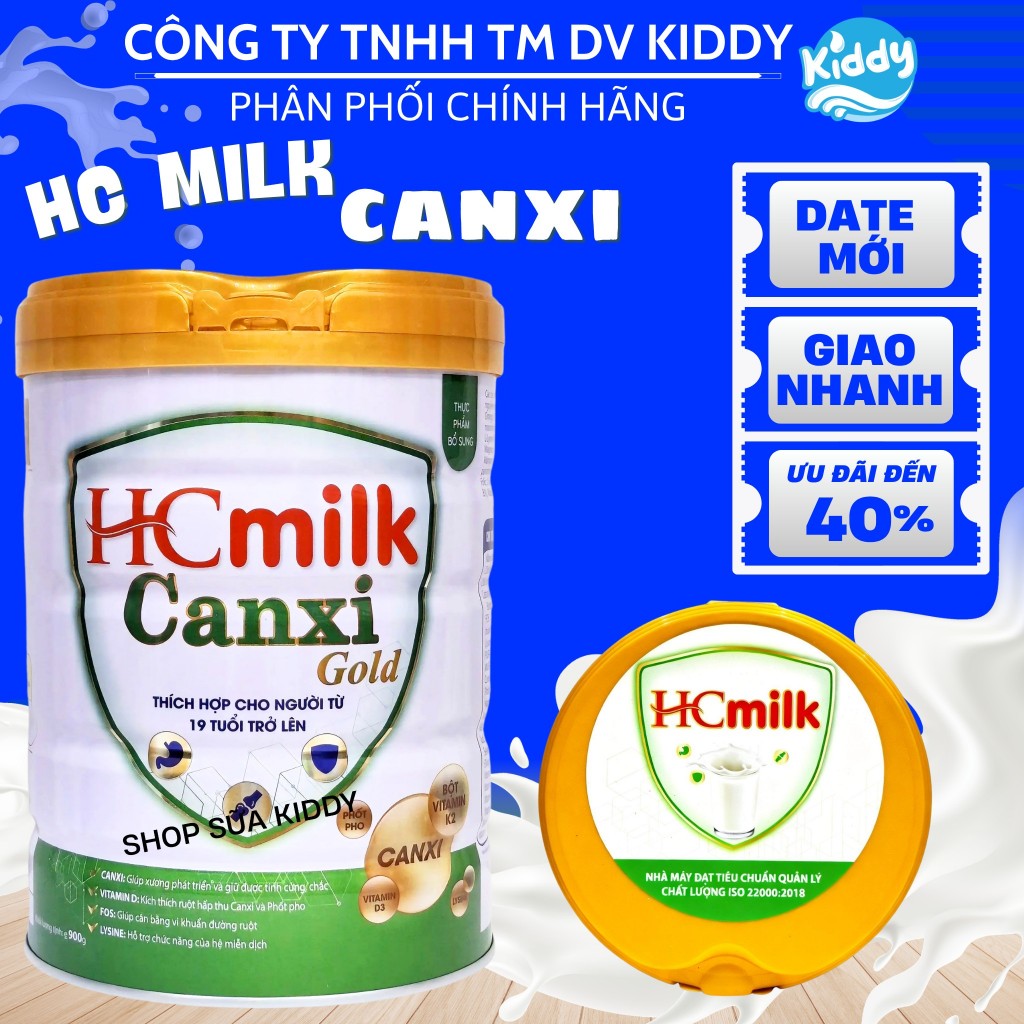 Sữa HC milk Canxi lon 900g bổ sung canxi hỗ trợ các vấn đề thiếu hụt canxi