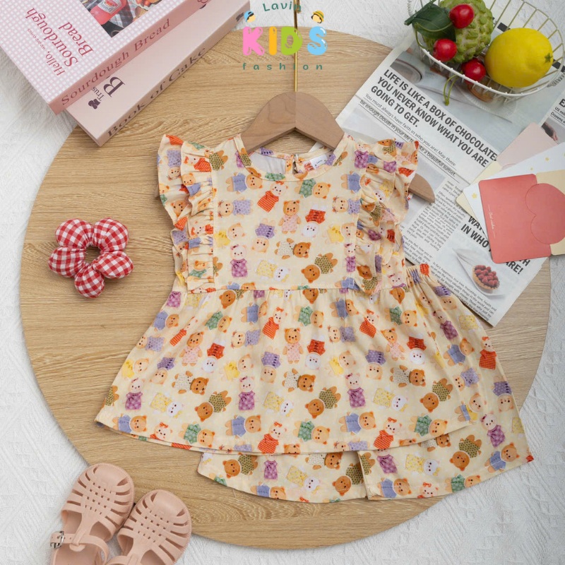 Bộ tole lanh tay cánh tiên bèo cho bé gái size 6-16kg- Lavin Kids