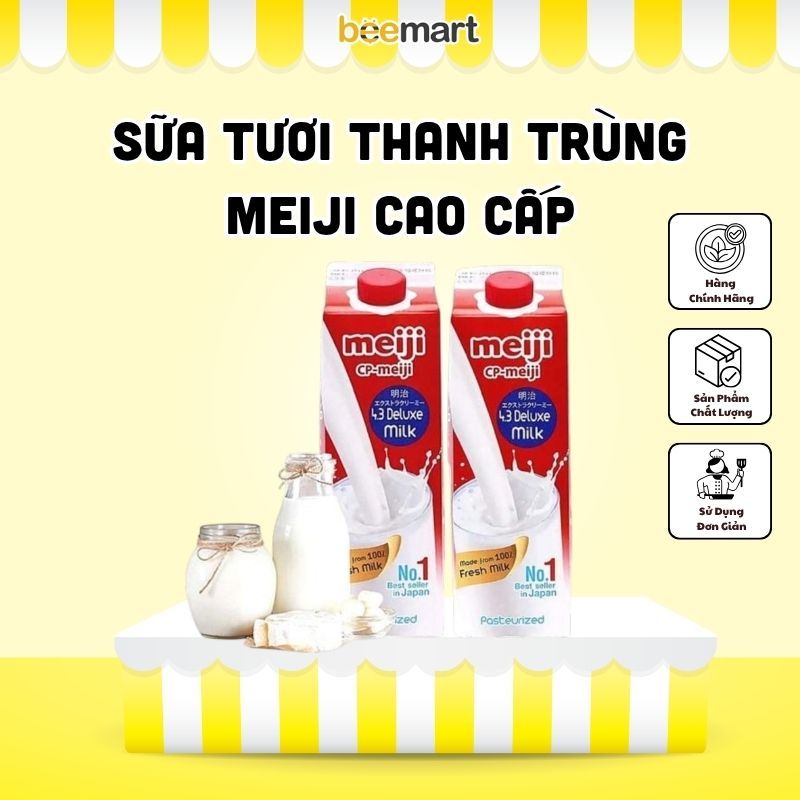 Sữa Tươi MEIJI Thanh Trùng Cao Cấp 4.3% - Hộp 946ml dùng được cho bé trên 1 tuổi